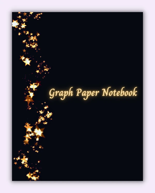 Front cover of the Stars notebook with a glowing vertical trail of golden stars on black background