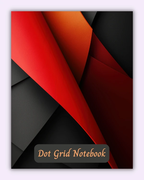 Front cover of the Deep Fold notebook with bold folded red and black layers on a dark background