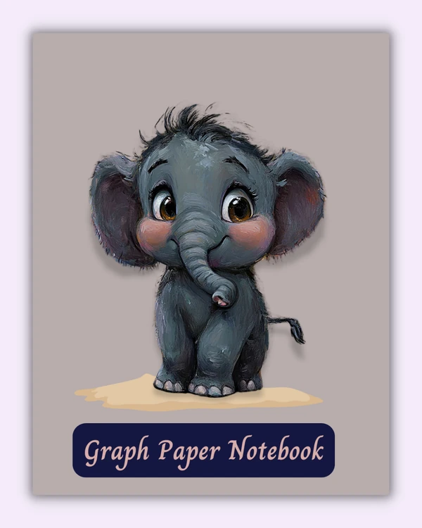 Front cover of the Gentle Giant notebook with a baby elephant illustration on a taupe background