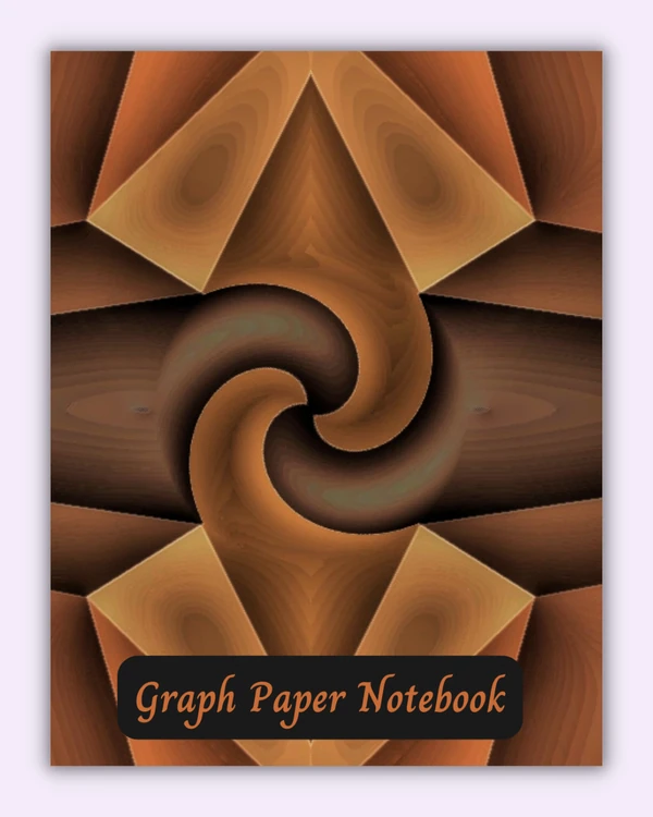 Front cover of the Timber Grid notebook with a wooden swirl pattern on a warm brown background