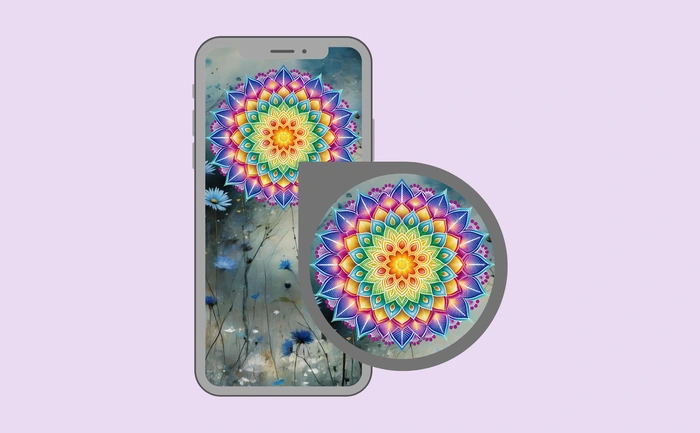 Close-up of colorful mandala design