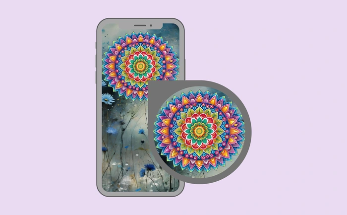 Close-up of colorful mandala design