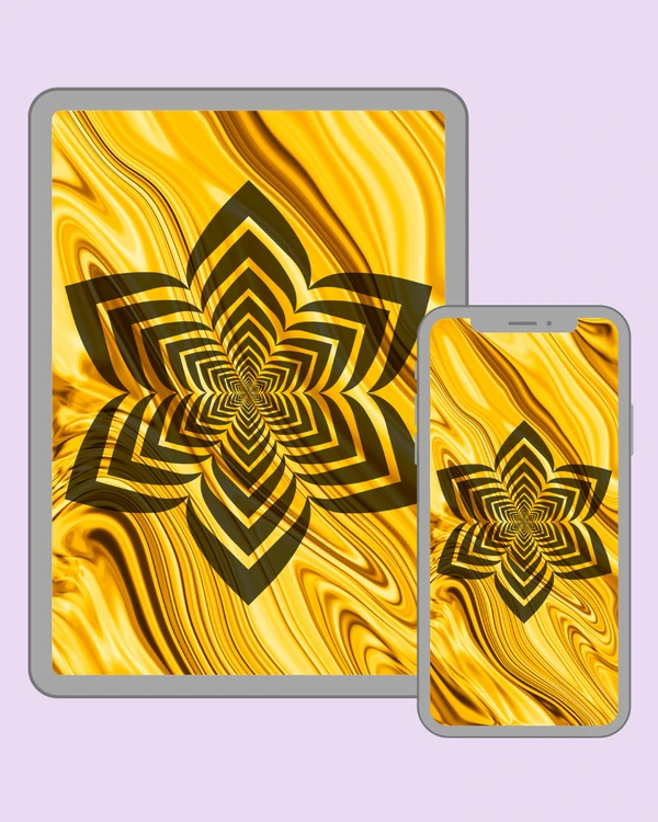 Black lotus pattern on flowing gold