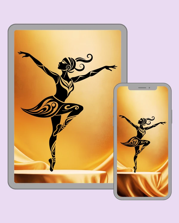 Stylized black dancer on a warm golden background