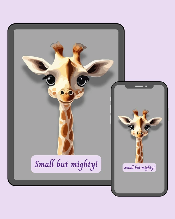 Cute illustrated giraffe with large expressive eyes