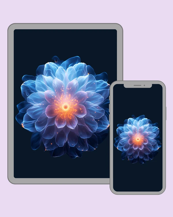 Glowing blue flower with a bright golden centre
