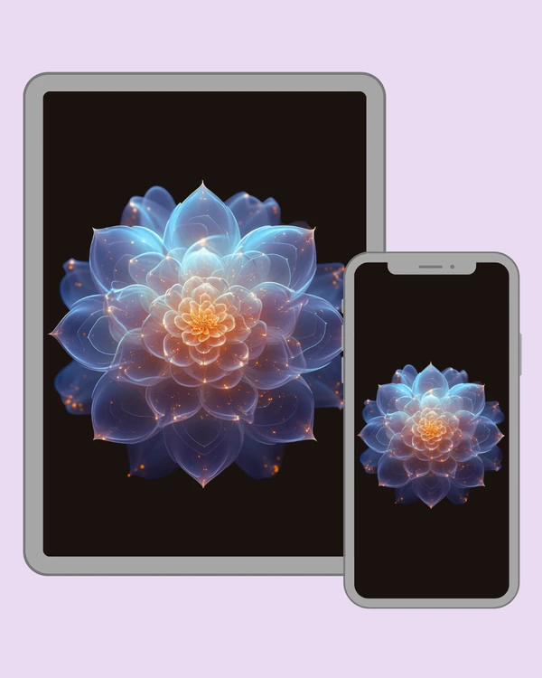 Layered blue flower with a delicate golden centre