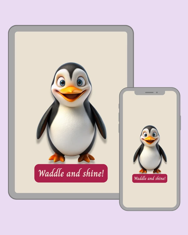 A cheerful little penguin ready to waddle through the day with a smile and plenty of sparkle.