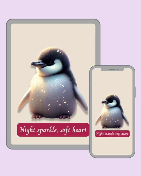 A softly glowing little penguin bringing a touch of quiet magic and starlight to your screen.