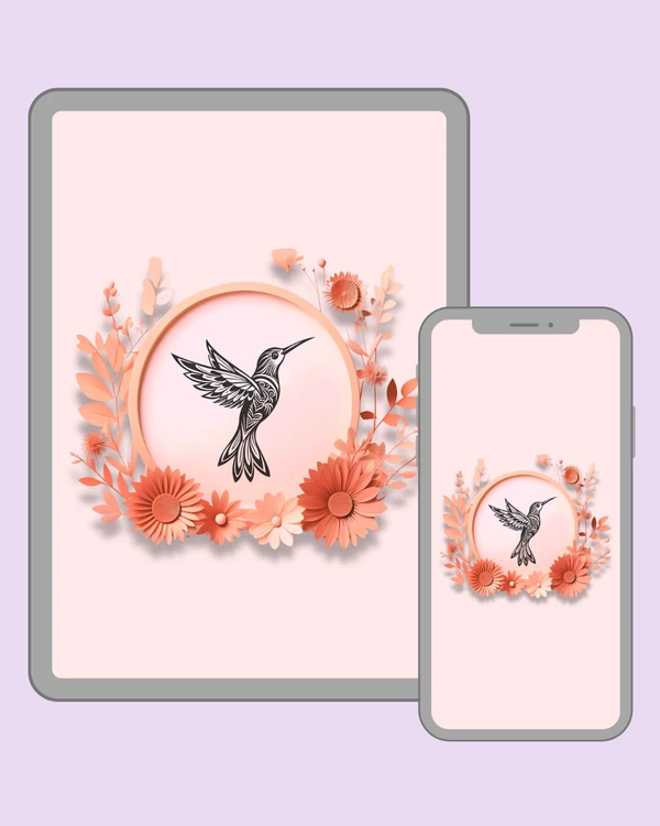 Delicate illustrated hummingbird with elegant feather details and graceful wings