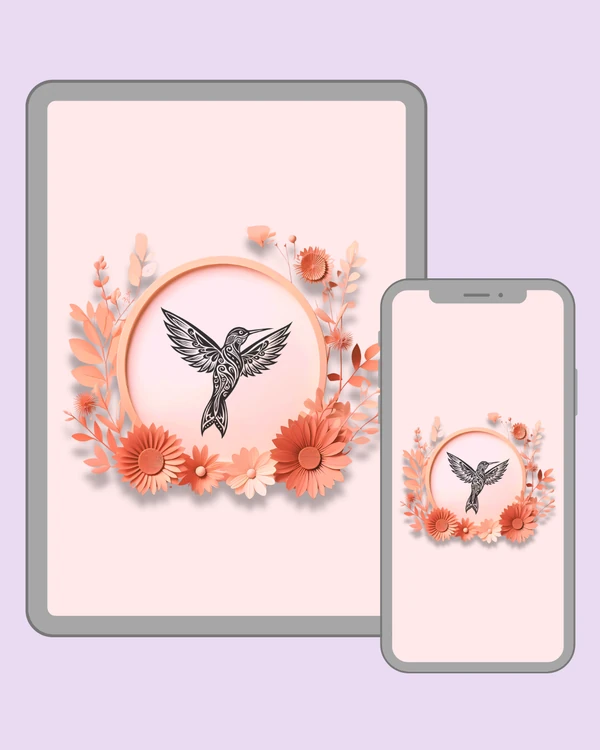 Intricate ornamental hummingbird with outstretched wings and decorative feather patterns