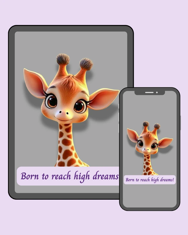Sweet cartoon giraffe with a warm cheerful expression