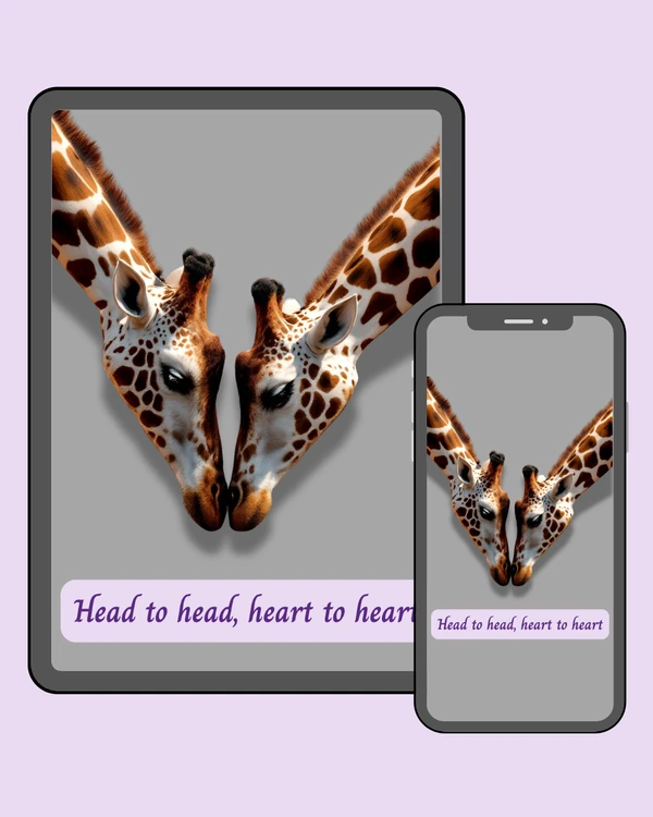 Two giraffes gently touching heads