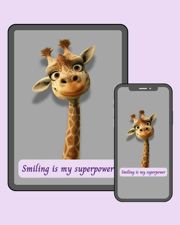 Smiling cartoon giraffe with a playful expression