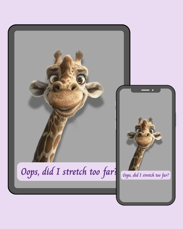 Funny giraffe leaning into view on a gray background