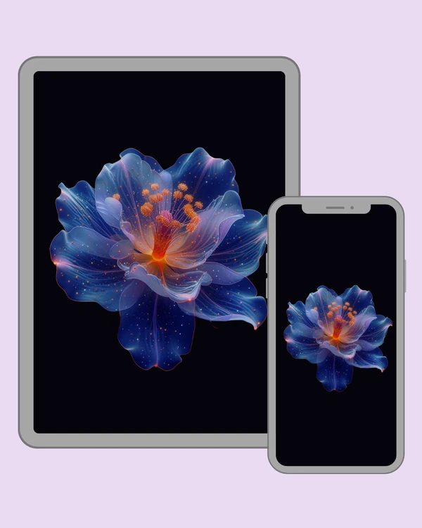 Radiant blue flower with a warm golden centre