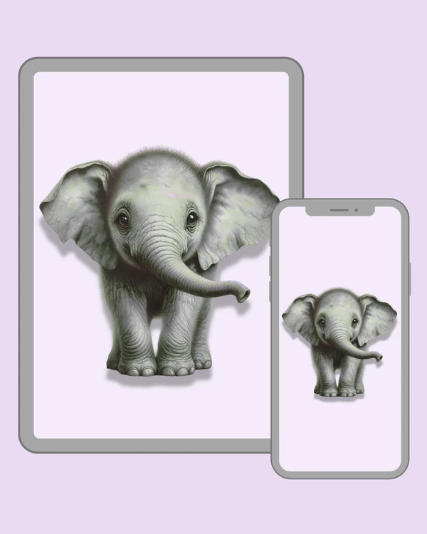 Gentle baby elephant with large ears and a long playful trunk