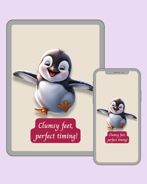 A joyful penguin proving that you don’t need perfect steps to end up exactly where you belong.